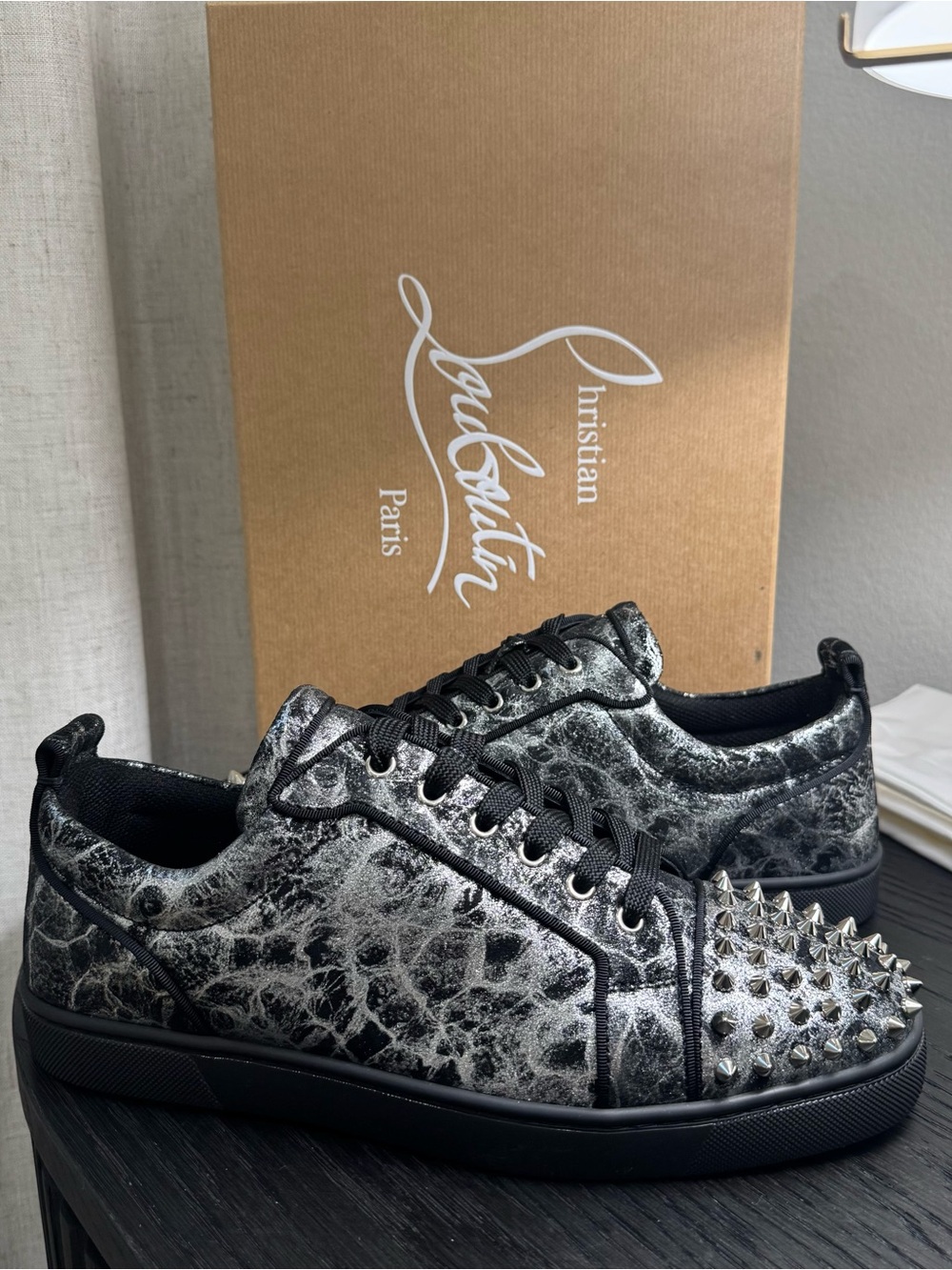 Christian Louboutin Louis Junior Spikes Orlato Black/Silver